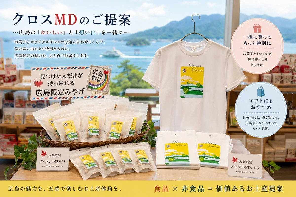 お菓子とTシャツを組み合わせた「クロスMD」の提案イメージ