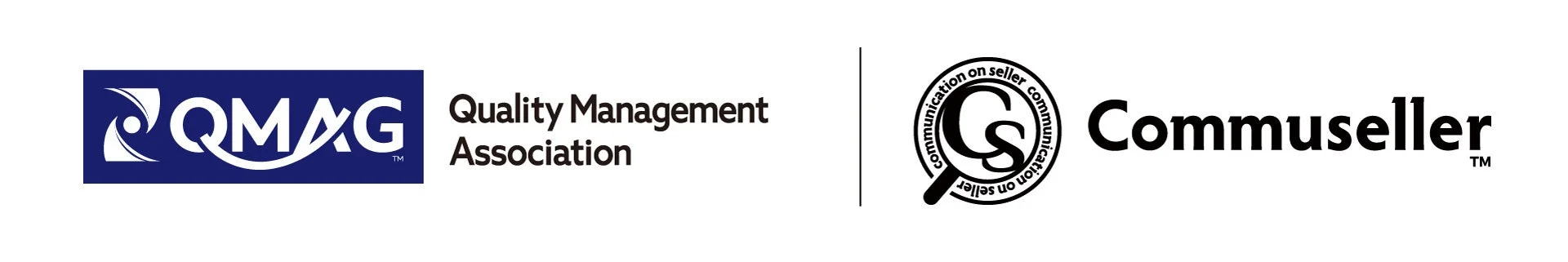 QMAG Quality Management AssociationとCommusellerの2つの企業ロゴ