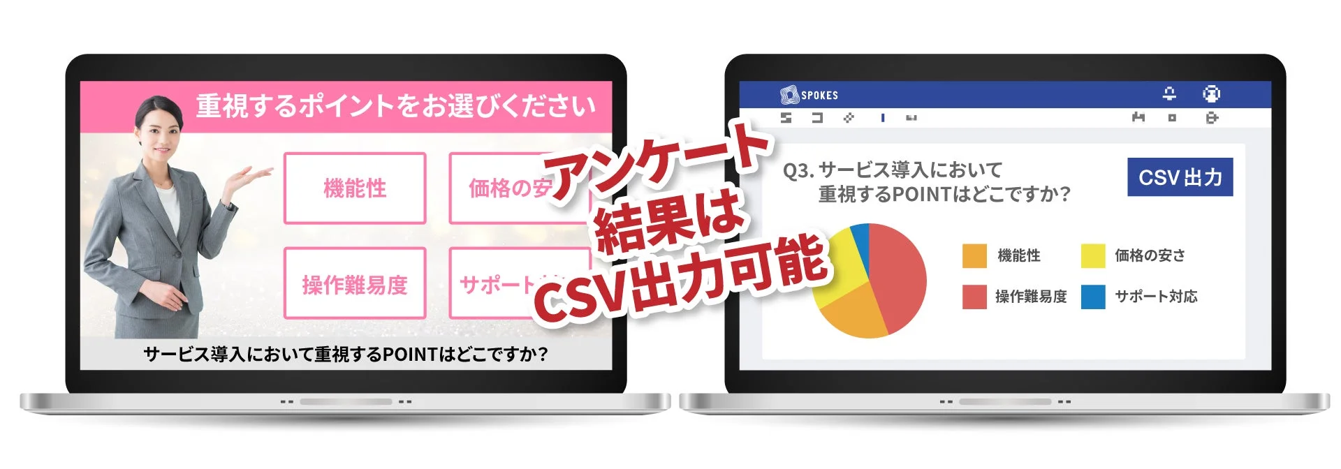 SPOKESのアンケートとCSV出力機能