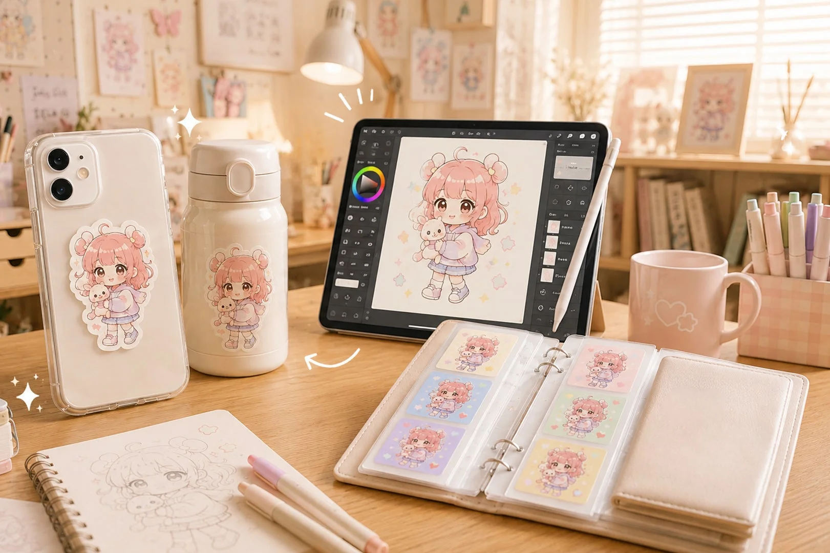 イラストのシール活用例