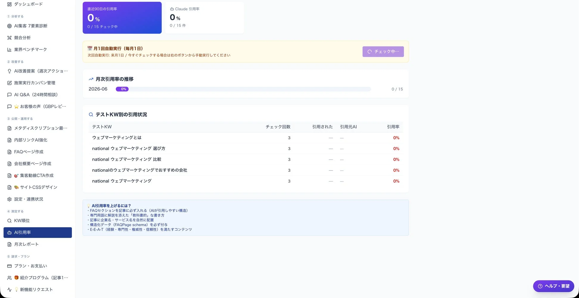 AI引用率ダッシュボード - ペルソナをAIが仮埋め