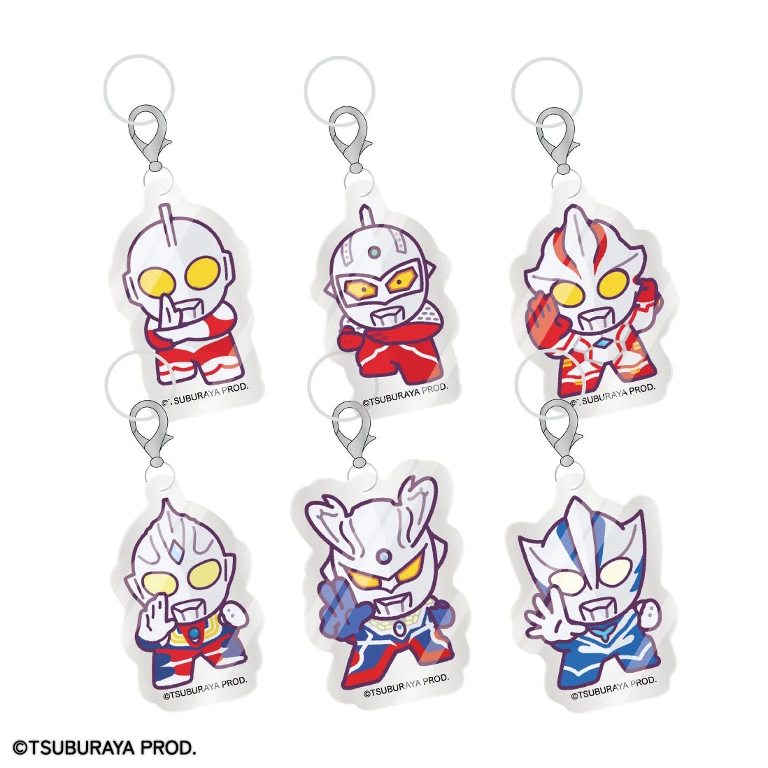 デフォルメされたウルトラマンキャラクターのアクリルキーホルダー