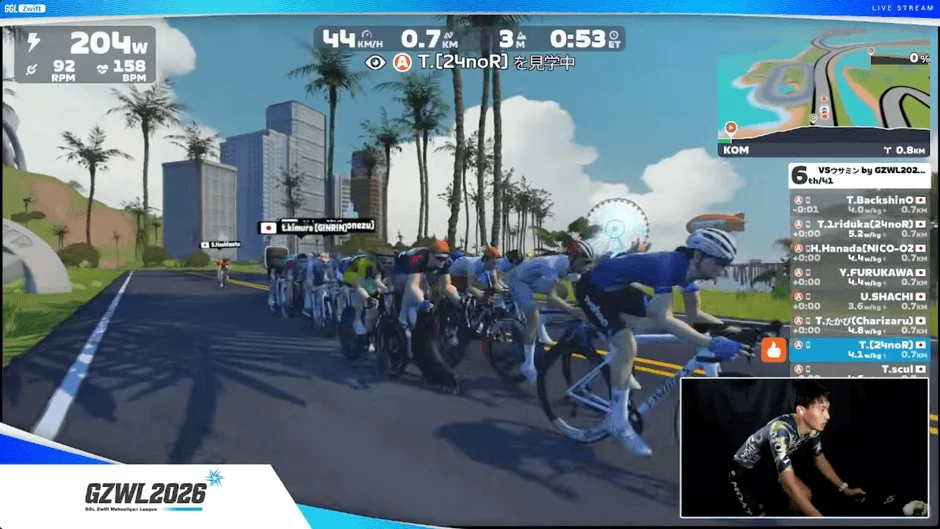 Zwiftレース画面