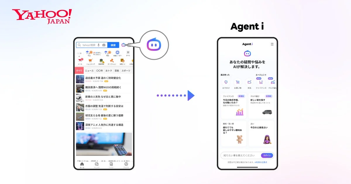 Yahoo! JAPANアプリ Agent i 画面