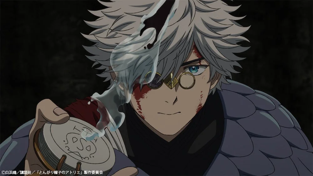 白髪の男性キャラクターが魔法を使うシーン