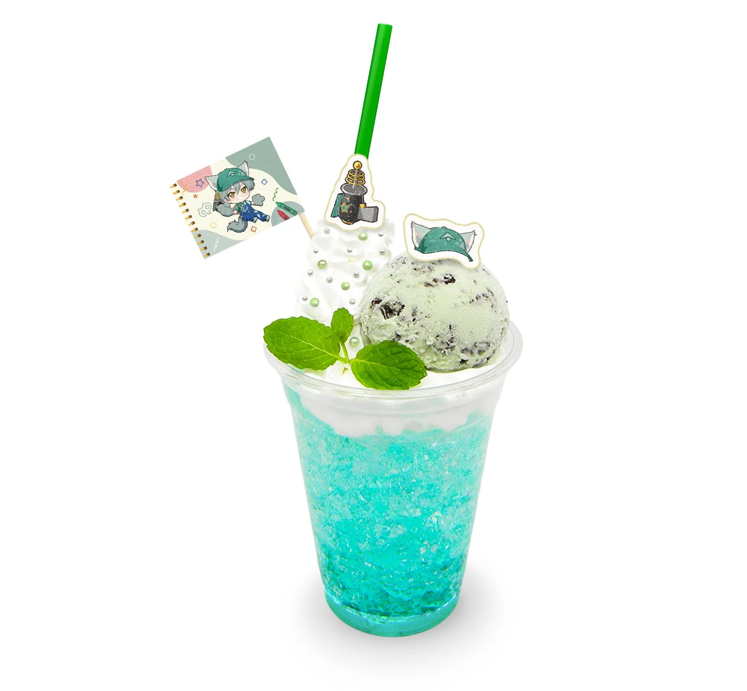 悠のチョコミントアイスクリームソーダ