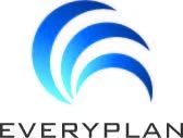 「EVERYPLAN」という文字と、青色の波のような抽象的なデザインが組み合わされたロゴマークです。