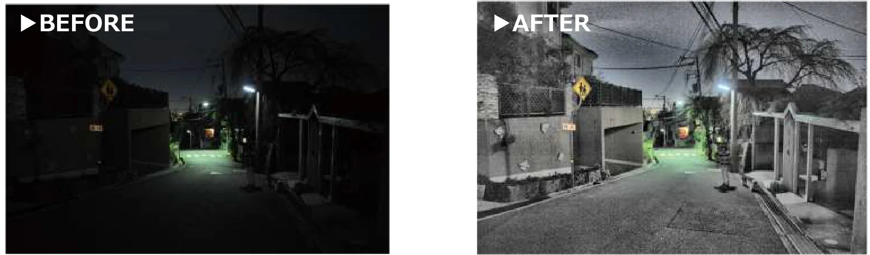 夜景のBefore/After比較画像