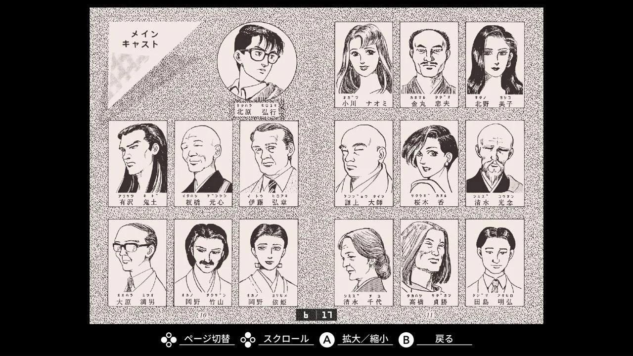 ギャラリーモードのメインキャストリスト