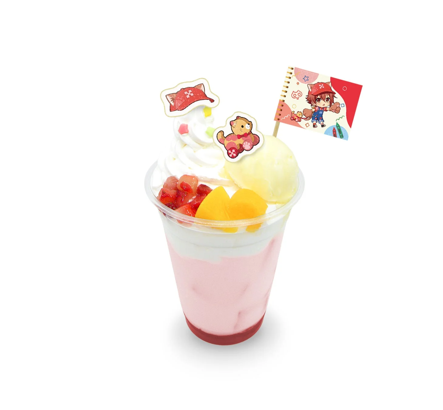 陸のはちみつバニラアイスいちごミルクフロート