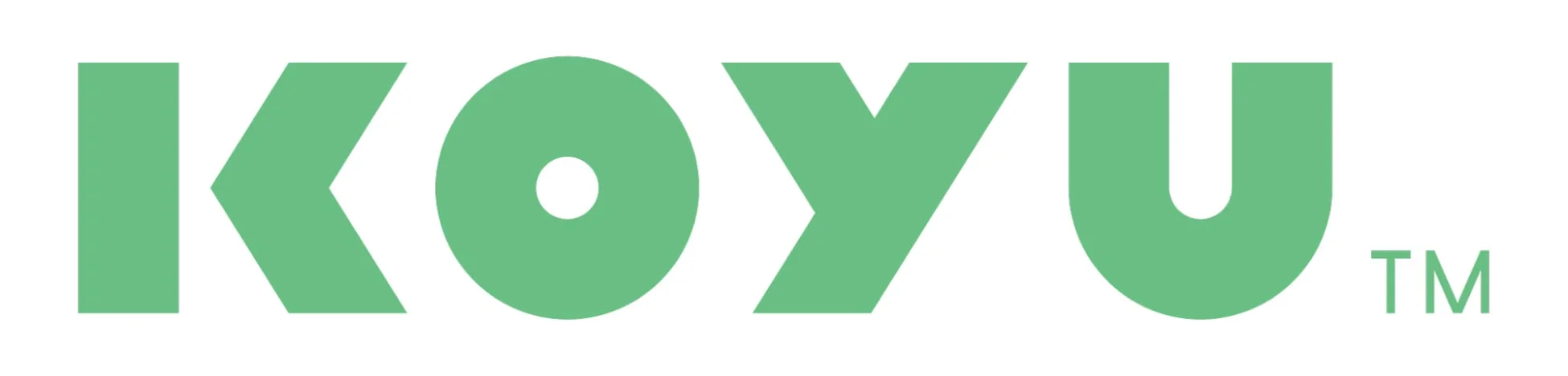 白背景に緑色で「KOYU™」と書かれたロゴマークです。