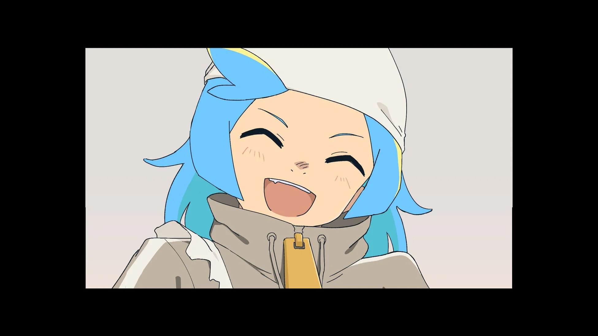 笑顔の青髪のキャラクター