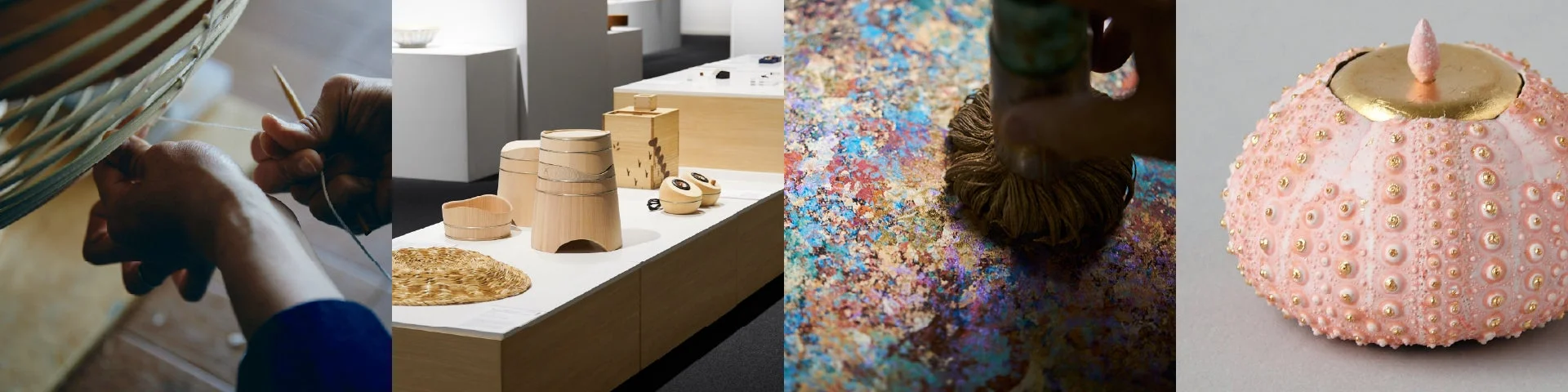 多様な工芸品が展示された様子