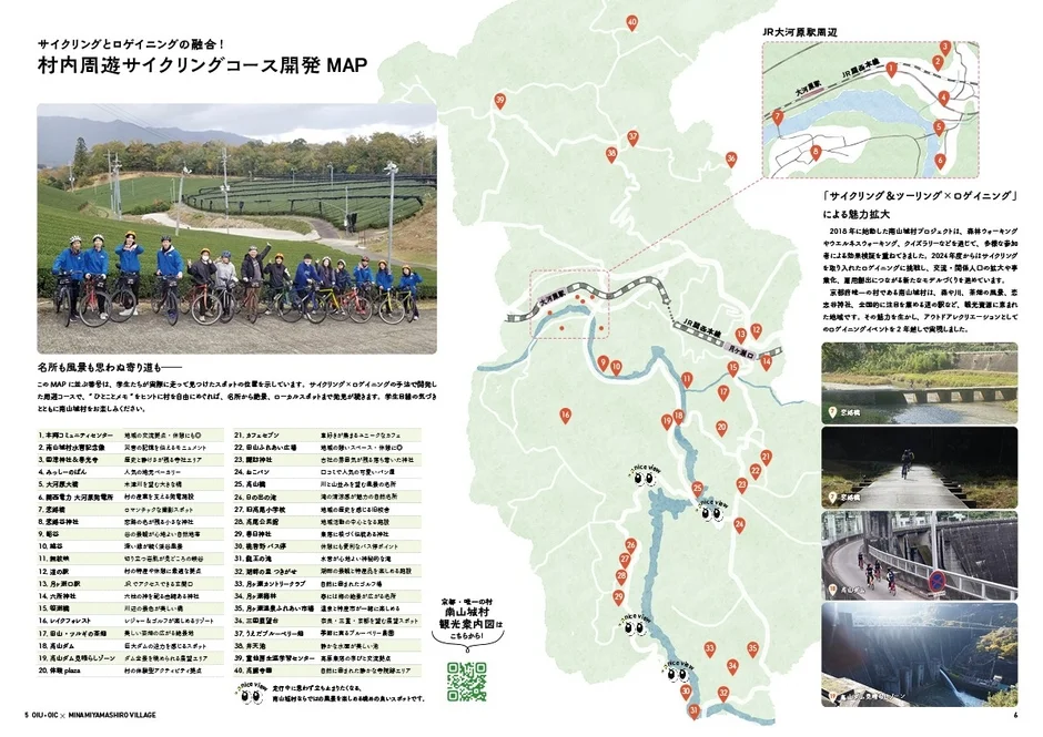 サイクリングとロゲイニングを融合した村内周遊コースの地図