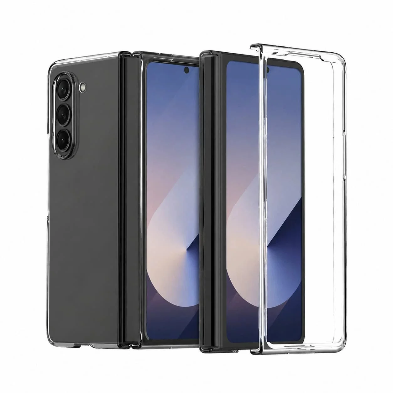 折りたたみスマホに装着されたクリアケース