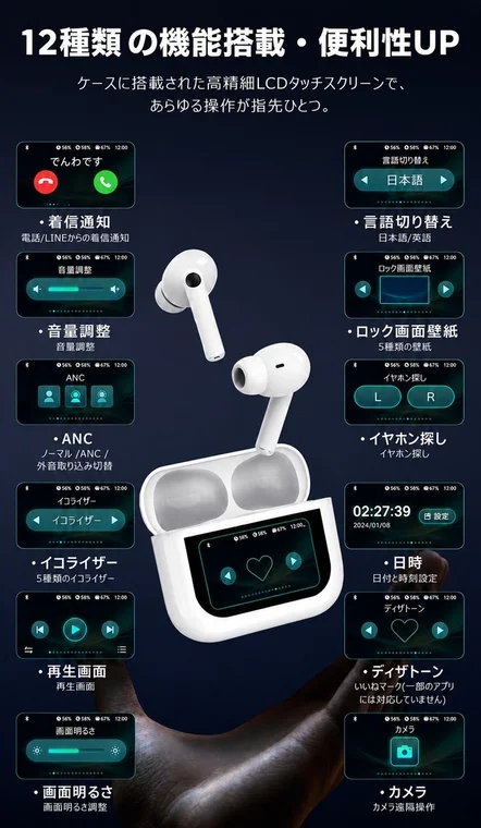 12種類の機能搭載LCDタッチスクリーン