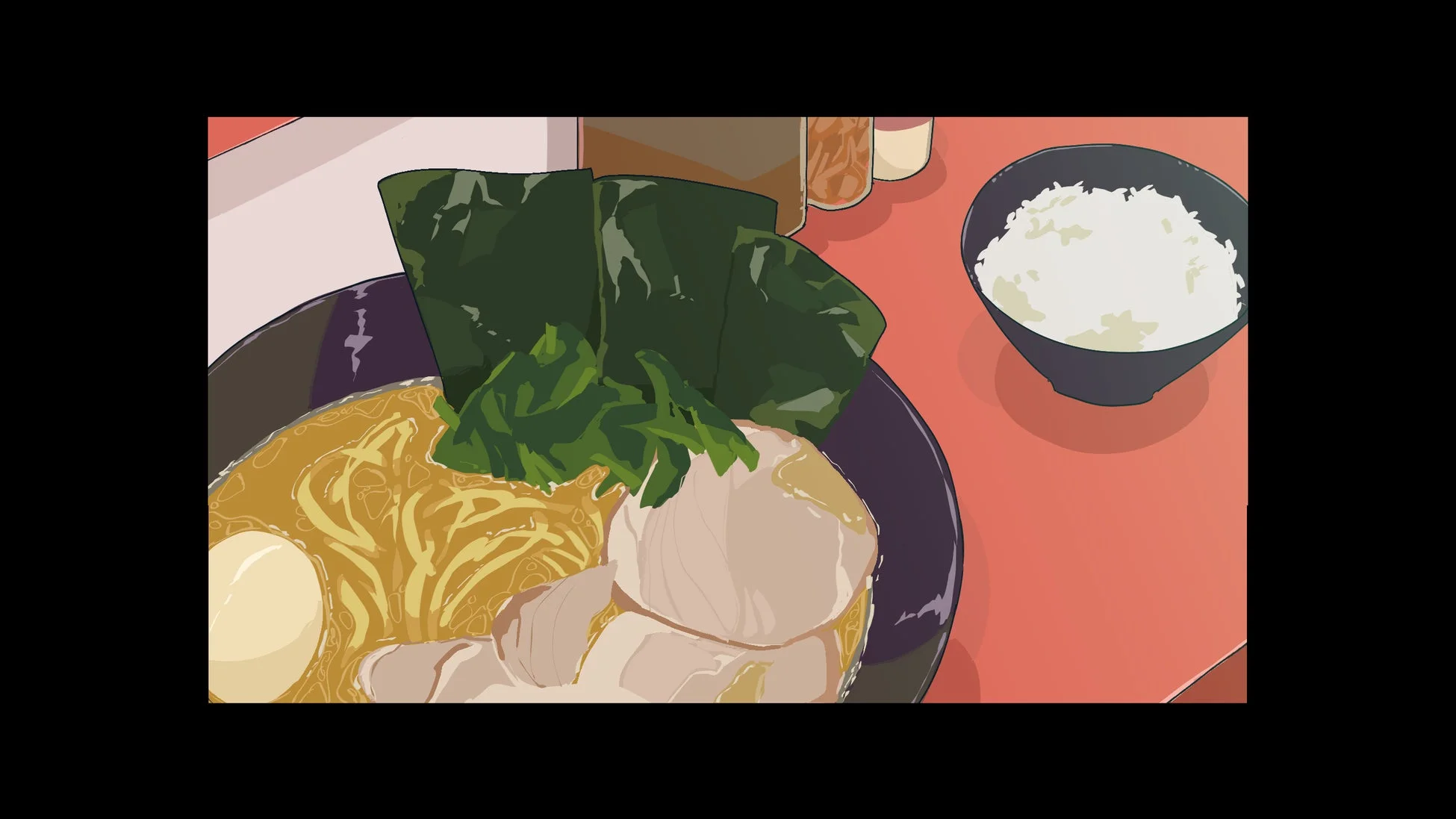 ラーメンとご飯のイラスト