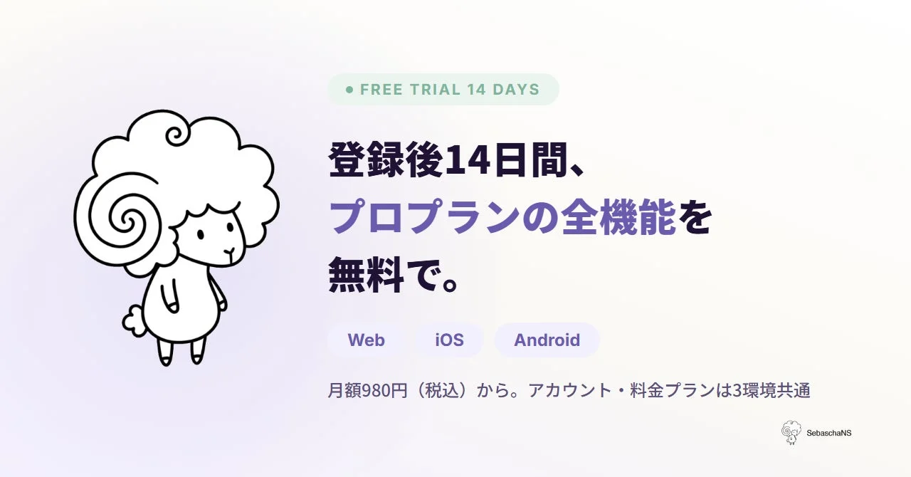 登録後14日間、プロプランの全機能を無料で