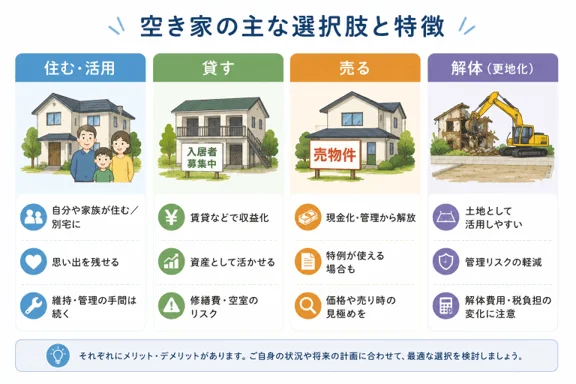 空き家の主な選択肢と特徴